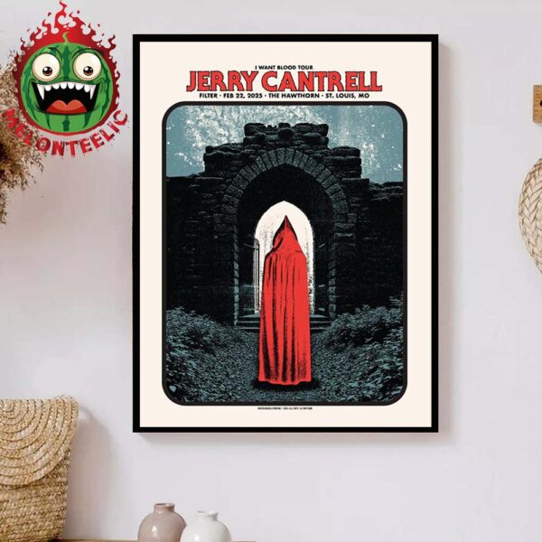 Jerry Cantrell Official Poster I Want Blood Tour At The Hawthorn In St. Louis Missouri On February 23th 2025 Home Decor Poster Canvas