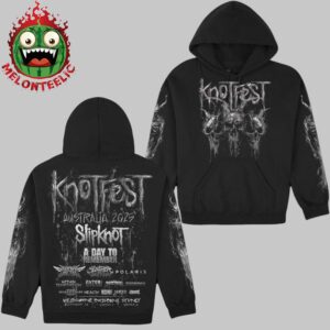 Knotfest Australia Slipknot Grey Demon Drip Skulls Black Unisex Hoodie