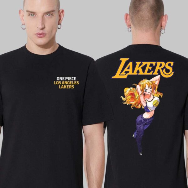 Los Angeles Lakers X One Piece Nami Tee NBA Two Sides Unisex T-Shirt