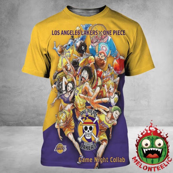 Los Angeles Lakers X One Piece Poster Straw Hat Pirates Game Night Collab On February 28th 2025 All Over Print Shirt