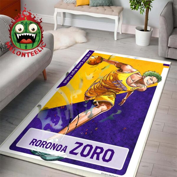 Los Angeles Lakers X One Piece Zoro NBA House Decor Rug Carpet