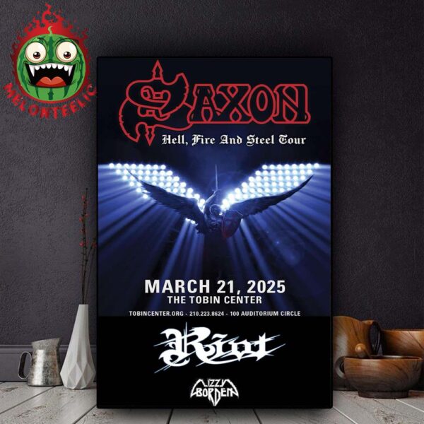 The Mighty Saxon Event Poster Hell Fire And Steel Tour At The Tobin Center In San Antonio Texas ORG On March 21th 2025 Home Decor Poster Canvas