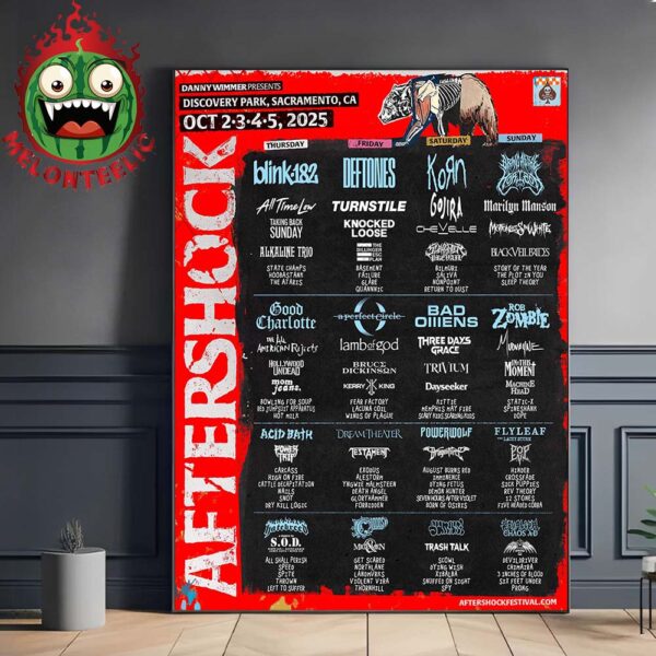 Aftershock Official Poster At Discovery Park In Sacramento CA On October 2 3 4 And 5 2025 Home Decor Poster Canvas