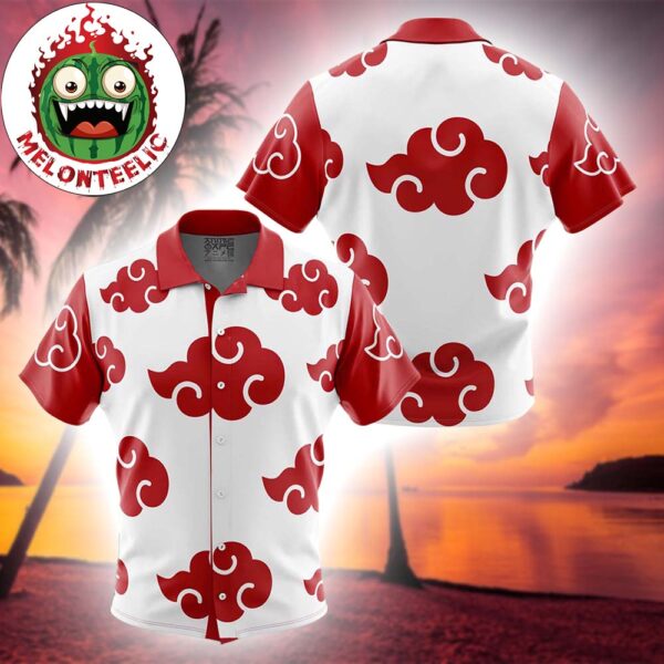 Akatsuki White Red Naruto Collections Summer 2025 Hawaiian Shirt For Family