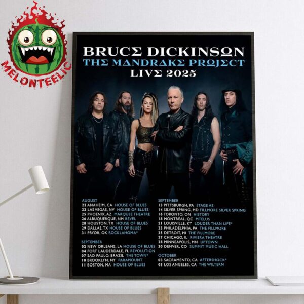 Bruce Dickinson Event Poster The Mandrake Project Live Tour 2025 Date List Schedule Home Decor Poster Canvas