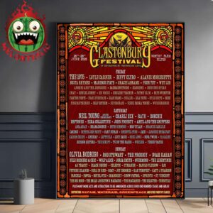 Clastonbury Festival 2025 Event Poster Lineup In Worthy Farm Pilton On June 25th To 29th 2025 Home Decor Poster Canvas