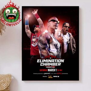 John Cena The Rock And Travis Scott WWE Elimination Chamber 2025 At Toronto In Canada Home Decor Poster Canvas