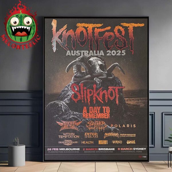 Knotfest Event Poster Australia 2025 Tour Schedule On February 28th And March 2 8 2025 Home Decor Poster Canvas