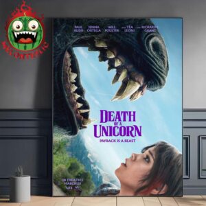 New Poster For Death Of A Unicorn Payback Is A Beast In Theatres March 28 2025 Home Decor Poster Canvas