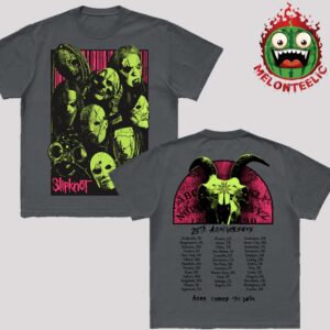 Slipknot 25th Anniversary Here Comes The Pain Neon Mask Goat Two Sides Unisex T-Shirt